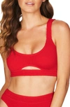 Bound By Bond-eye The Sasha Cutout Ribbed Bikini Top In Baywatch Red