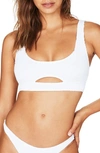 Bound By Bond-eye The Sasha Cutout Ribbed Bikini Top In Optic White