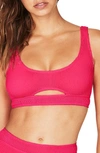 Bound By Bond-eye The Sasha Cutout Ribbed Bikini Top In Neon Pink