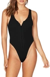BOUND BY BOND-EYE THE MOTO RIBBED ONE-PIECE SWIMSUIT,BOUND065