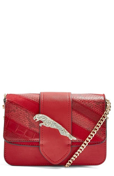 Topshop Leaping Leopard Crossbody Bag In Red ModeSens