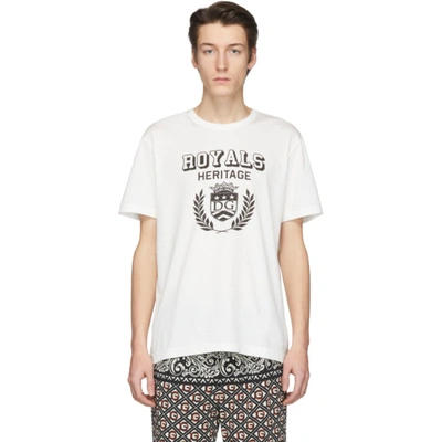 Dolce & Gabbana Dolce And Gabbana 灰白色“royals Heritage” T 恤 In White