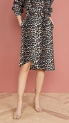 Ganni Asymmetric Belted Leopard-print Denim Wrap Skirt In Leopard