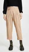 R13 CROPPED TRIPLE-PLEAT CROSSOVER PANTS
