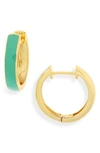 Argento Vivo Enamel Plated Hoop Earrings In Mint/ Gold