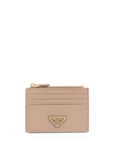 Prada Logo Plaque Cardholder In Pink