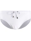 Dolce & Gabbana White Swim Briefs With Branded Drawstring And Logo Tag In White