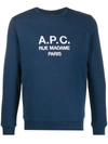 Apc Rufus Logo-print Cotton Sweatshirt In Blue