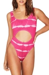Bound By Bond-eye The Mishy High Cut Ribbed One-piece Swimsuit In Raspberry Splice