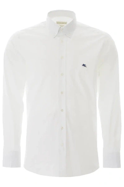 Etro Button-down Shirt With Pegaso Embroidery In White