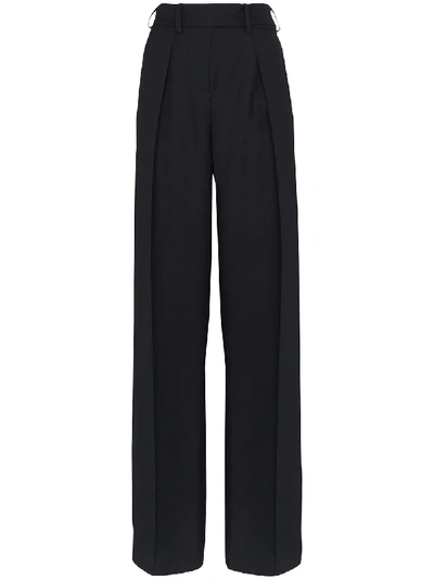 Alexandre Vauthier Side-stripe Wool-crepe Wide-leg Trousers In Black