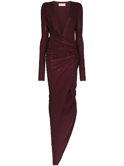 Alexandre Vauthier Crystal-embellished Ruched Gown In Red