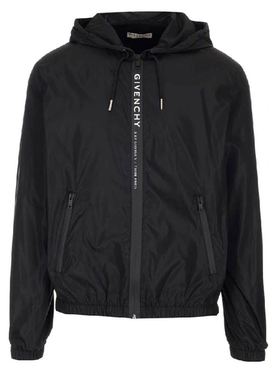 Givenchy Logo Print Zip-front Hoodie In Black