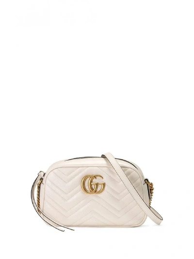 Gucci Gg Marmont Small Leather Shoulder Bag In White