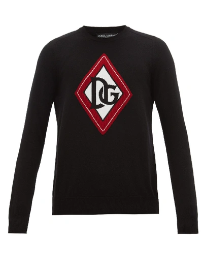 Dolce & Gabbana Monogram-intarsia Cashmere Jumper In Black