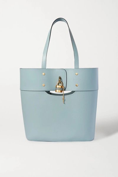 Chloé Aby Medium Smooth And Textured-leather Tote In Blue
