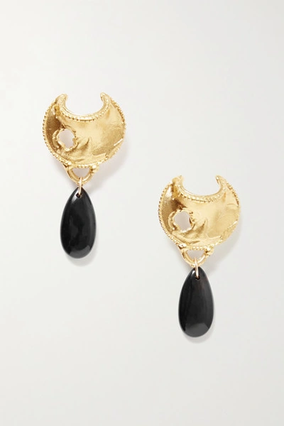 Alighieri 24kt Gold-plated Bronze And Black Drop Earrings