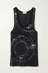 SAINT LAURENT GLITTERED COTTON-JERSEY TANK