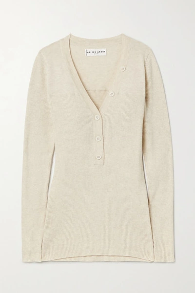 Apiece Apart Rio Ribbed Cotton And Cashmere-blend Jumper In Beige