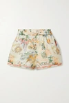 ZIMMERMANN KIRRA PRINTED LINEN AND COTTON-BLEND SHORTS