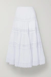 CHARO RUIZ RUTH CROCHETED LACE-TRIMMED COTTON-BLEND VOILE MAXI SKIRT