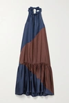 ASCENO NET SUSTAIN IBIZA colour-BLOCK WASHED-SILK MAXI DRESS