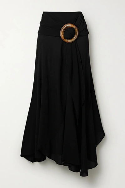 Silvia Tcherassi Flama Asymmetric Crepe Skirt In Black