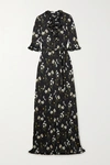 ERDEM FARRELL BELTED RUFFLED FLORAL-PRINT JERSEY GOWN