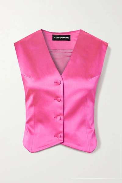 House Of Holland Satin-crepe Vest In Fuchsia