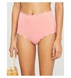 Marysia Santa Monica High-rise Scalloped-trim Bikini Bottoms In Coral