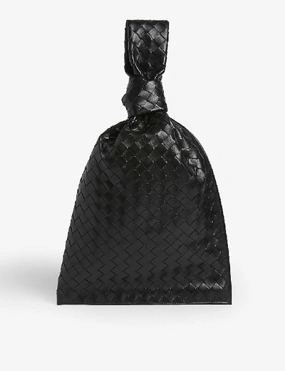 Bottega Veneta Leather Knotted Shoulder Bag In Black Nero