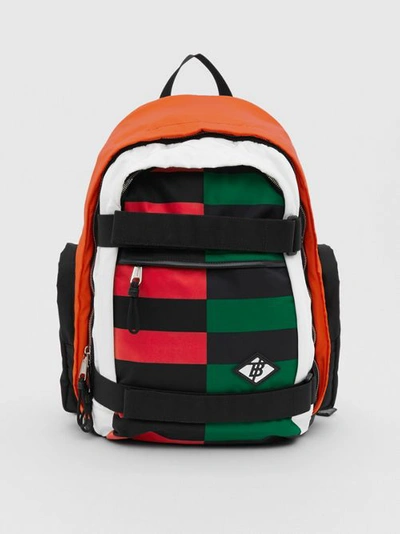 Burberry Large Colour Block Econyl® Nevis Backpack In Military Red/green
