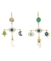 Grainne Morton Gold-plated Eye Cross Asymmetric Multi-stone Drop Earrings In White