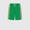 Gucci Technical Jersey Shorts W/side Bands In Green