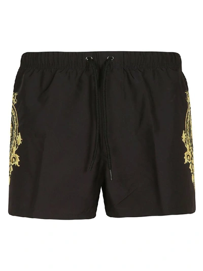 Versace Logo Print Boxer Shorts In Black