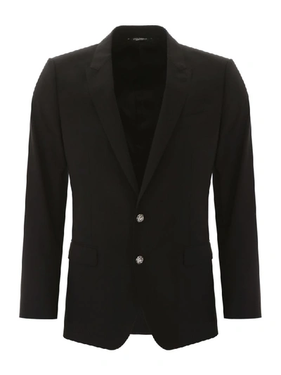 Dolce & Gabbana Stretch Wool Martini Jacket In Black