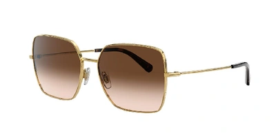Dolce & Gabbana Dg2242 Square-frame Metal Sunglasses In Brown Gradient Dark Brown