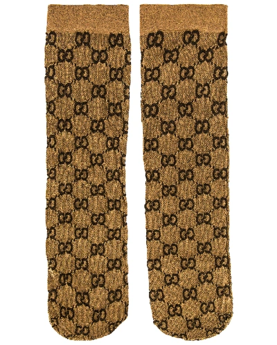 Gucci Gg 短袜 In Beige & Dark Brown