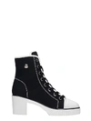 Giuseppe Zanotti High-top Shearling-lined Canvas Block-heel Sneakers In Black