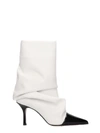 MARC ELLIS HIGH HEELS ANKLE BOOTS IN WHITE LEATHER,11186554