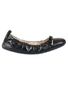 Tod's Crocodile Effect Leather Ballerina Shoes In Black