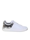 BALMAIN B-COURT trainers IN LEATHER WHITE / SILVER,11186724