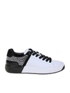 BALMAIN B-COURT SNEAKERS IN LEATHER WHITE / BLACK,11186720