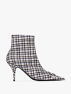 BALENCIAGA 80 CHECKED BB ANKLE BOOTS - WOMEN'S - COTTON/LEATHER,589204W19H114535138