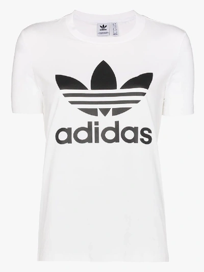 Adidas Originals White Trefoil Logo Cotton T-shirt