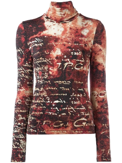 Pre-owned Jean Paul Gaultier Roll Neck Script Sweater In Black