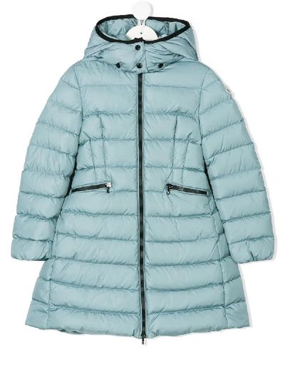 Moncler Kids' Zipped Padded Coat In Blue