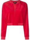 Juicy Couture Velour Crop Jacket In Red