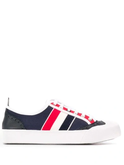 Thom Browne Low-top Vulcanized Brogue Trainers In Navy, Red, White