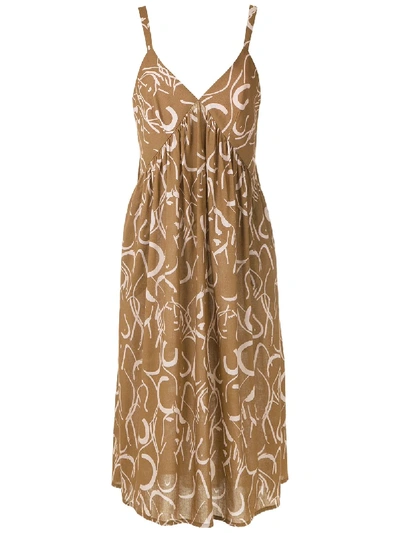 Andrea Marques Vestidocombinacaofranzido Nudes Ocre In 棕色